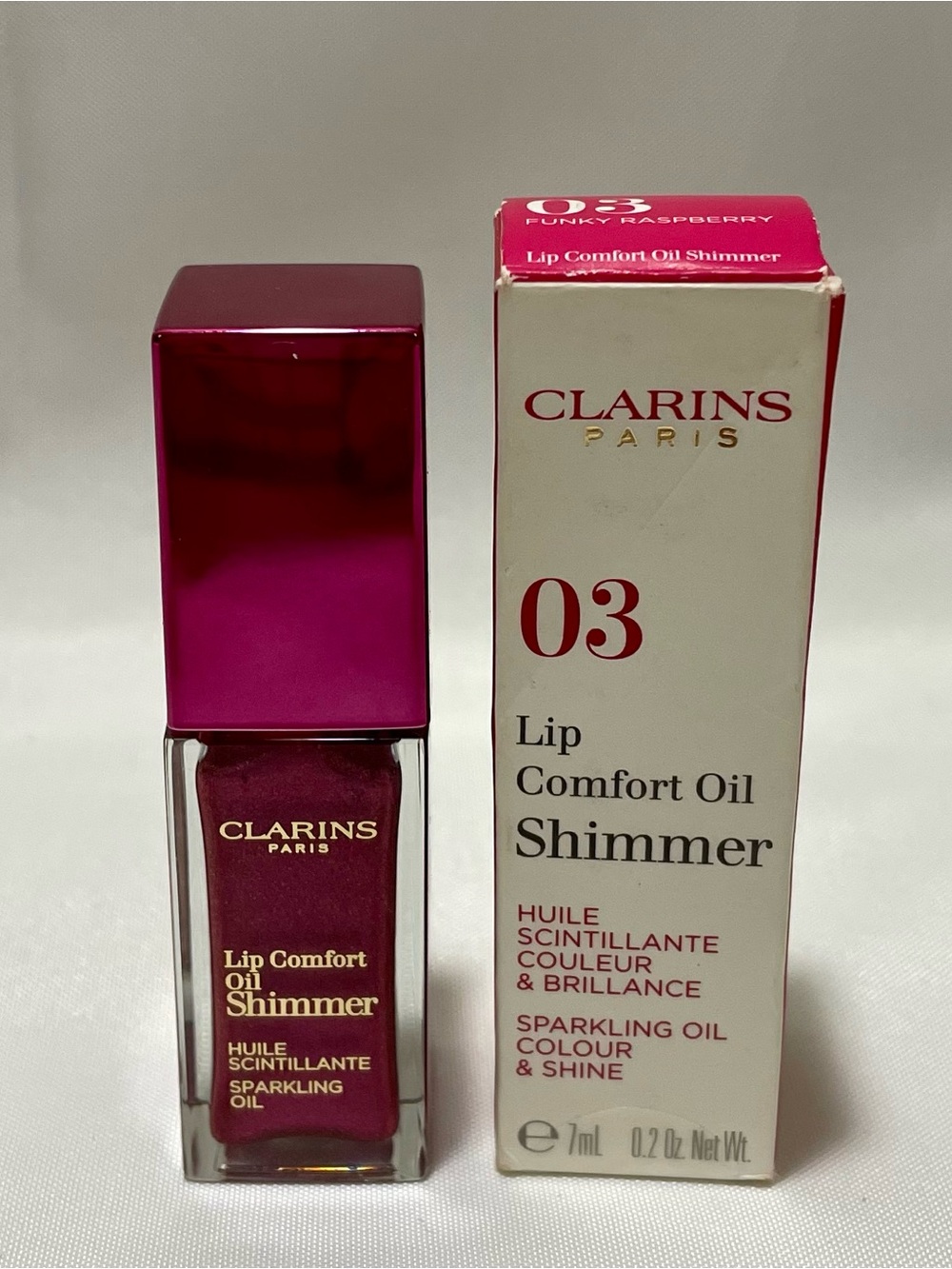 Clarins Lip Comfort Oil Shimmer: 03 Funky Raspberry - Shimmery Raspberry Pink